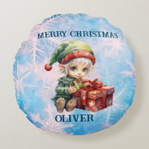 Personalized name Christmas Round Pillow