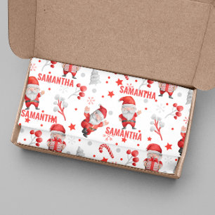 Personalized Name Christmas Santa Pattern Tissue Paper