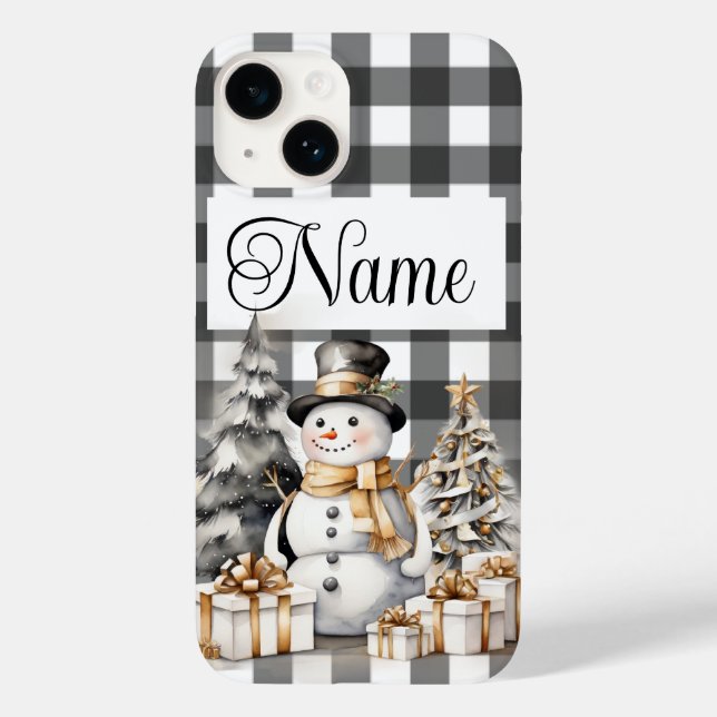 Personalized name Christmas snowman Case-Mate iPhone Case (Back)