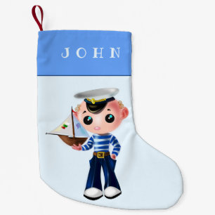 Personalized Name Christmas Stocking Captain Boy