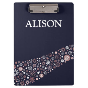 Personalized name christmas winter snowflakes  clipboard