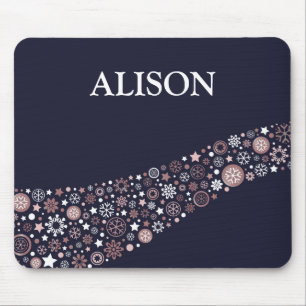 Personalized name christmas winter snowflakes mouse pad