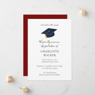 Personalized Name Class of 2026 Academic Party Announcement
