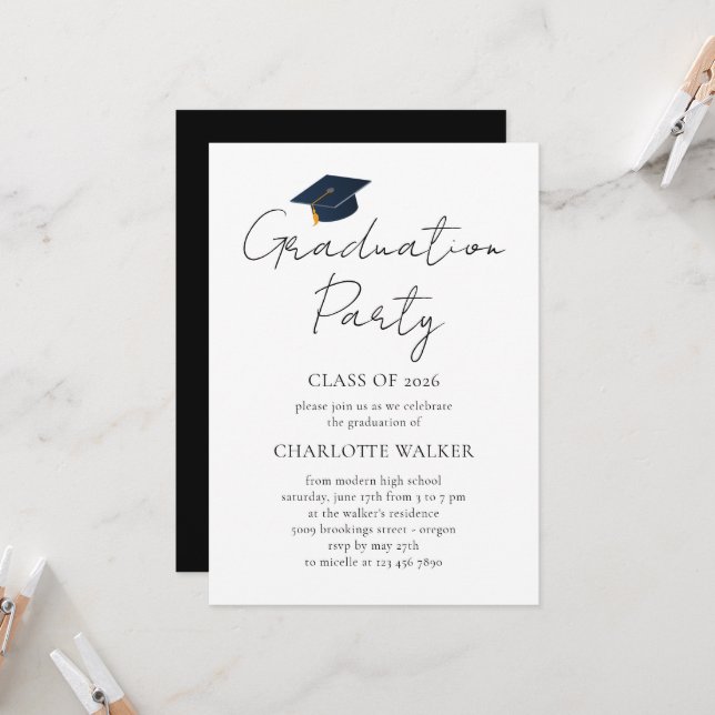 Personalized Name Class of 2026 Graduation  Invitation (Front/Back In Situ)