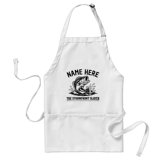 Personalized Name Classic Bass Fishing Storm Standard Apron (Front)