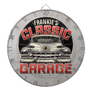 Personalized NAME Classic Car Garage Custom Shop Dartboard