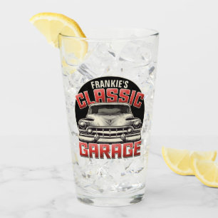 Personalized NAME Classic Car Garage Custom Shop Glass