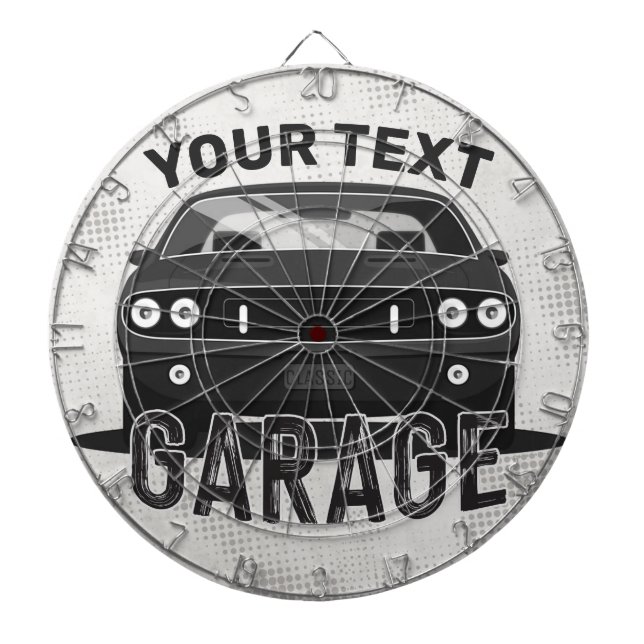 Personalized NAME Classic Muscle Car Garage Retro Dartboard (Front)