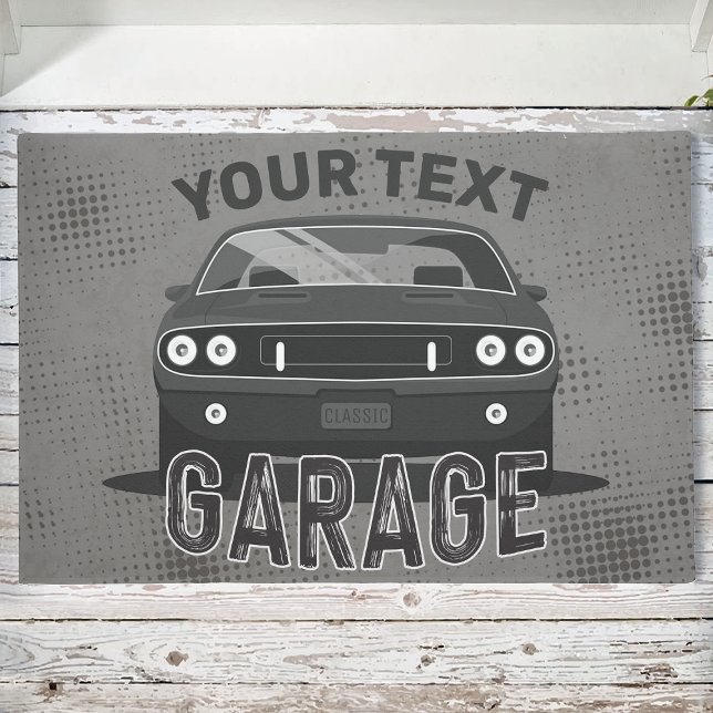 Personalized NAME Classic Muscle Car Garage Retro Doormat (Creator Uploaded)