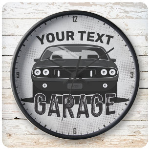 Personalized NAME Classic Muscle Car Garage Retro Large Clock