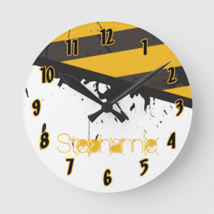 Personalized Name Clock Bio Hazard Caution Tape