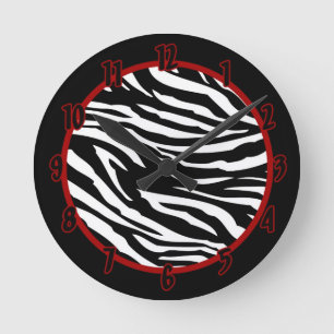 Personalized Name Clock Black White Zebra Print