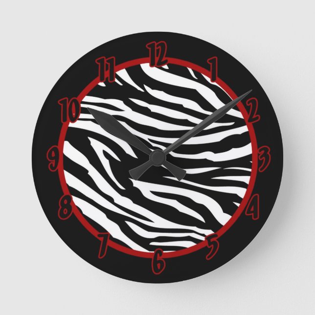 Personalized Name Clock Black White Zebra Print (Front)