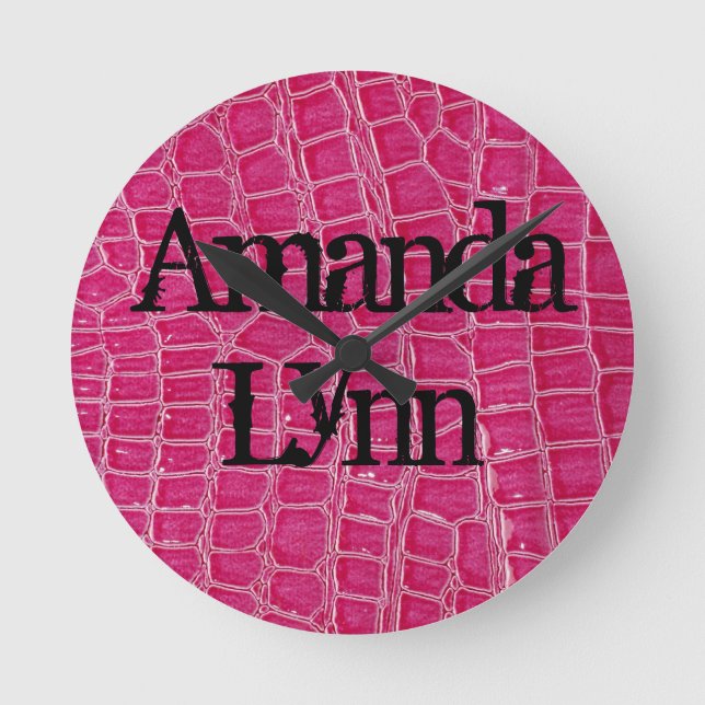 Personalized Name Clock Hot Pink Croc Crocodile (Front)