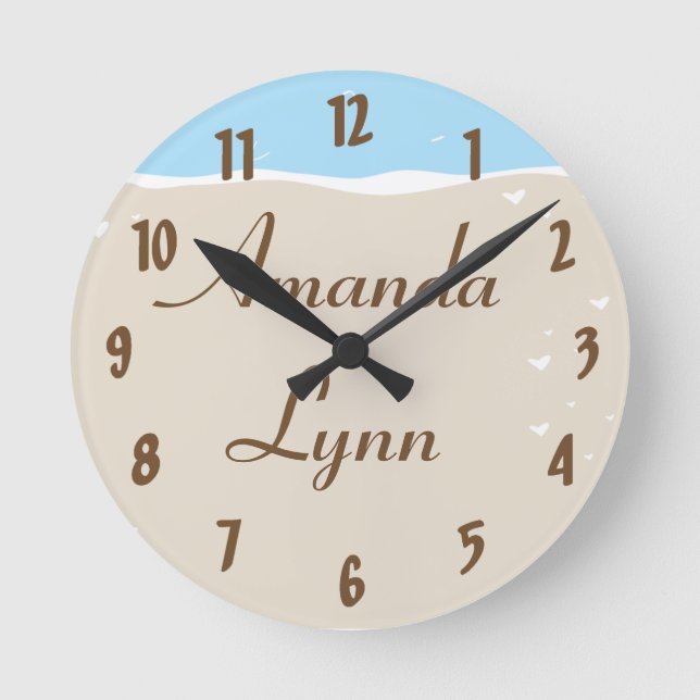 Personalized Name Clock Ocean Sea Shell Water Sand (Front)