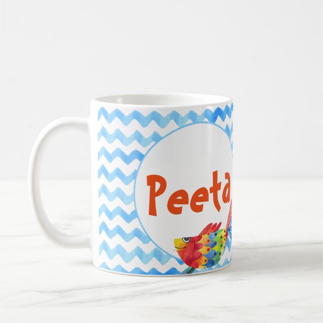 Personalized Name Coffee Mug Sea Watercolor Child (Left)