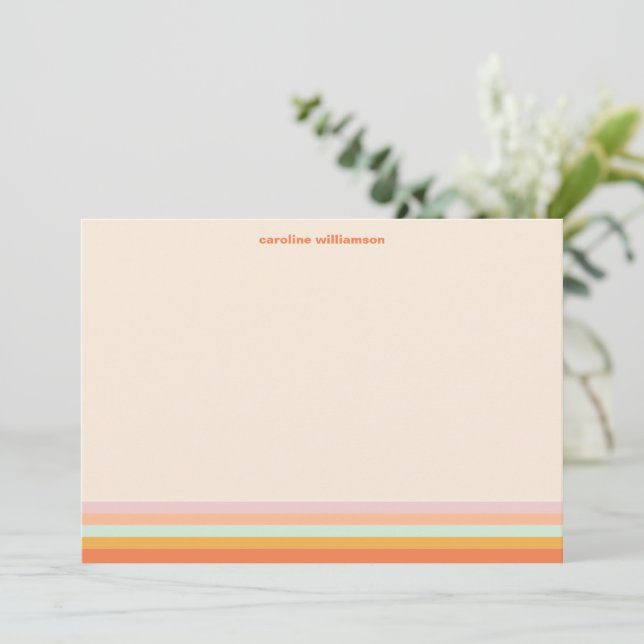 Personalized Name Colorful Stripes Retro Pastel Card (Standing Front)
