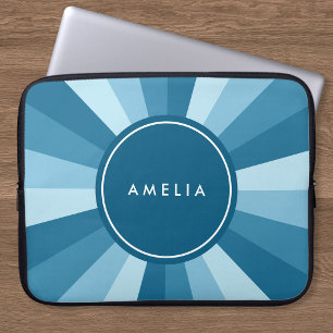 Personalized Name Colour Wheel Shades of Blue Laptop Sleeve