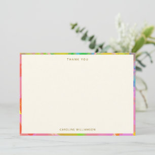 Personalized Name Colourful Abstract Paint Border Thank You Card