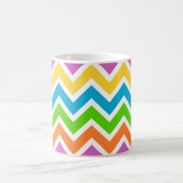 Personalized Name Colourful Chevron Coffee Mug (Center)