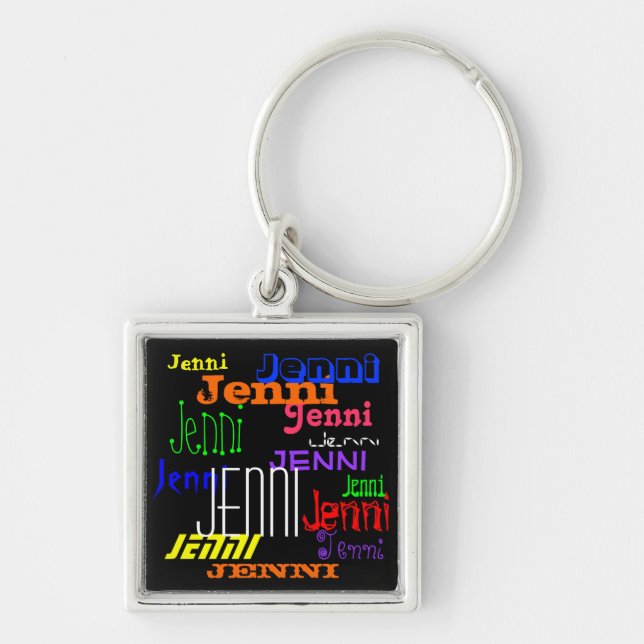 Personalized Name Colourful Collage Keychain (Front)