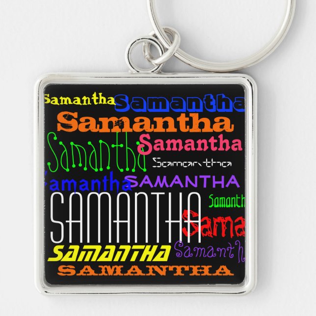 Personalized Name Colourful Collage Keychain (Front)
