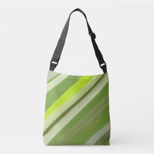 Personalized Name Colourful Lime Green Stripes  Crossbody Bag