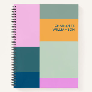 Personalized Name Colourful Modern Geometric Green Notebook