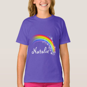 Personalized name colourful rainbow purple top