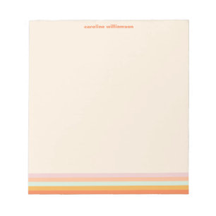 Personalized Name Colourful Stripes Retro Pastel Notepad