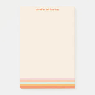Personalized Name Colourful Stripes Retro Pastel Post-it Notes