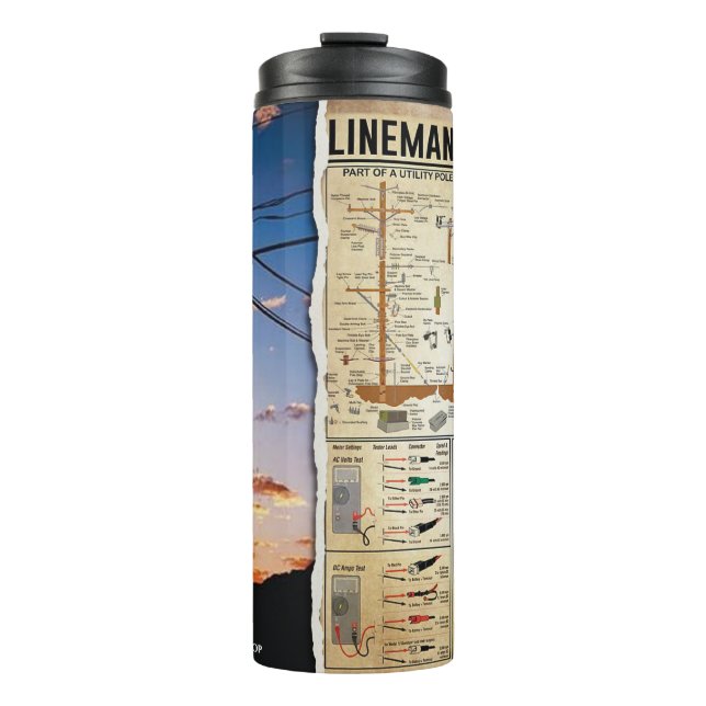 Personalized Name Company Lineman  Thermal Tumbler (Front)
