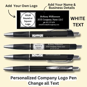 Personalized Name Company phone email, White Text  Pen