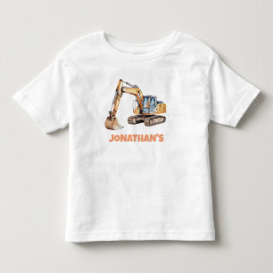 Personalized Name Construction Vehicle Excavator Toddler T-shirt
