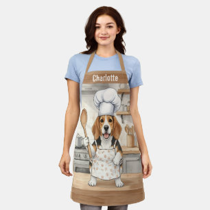 Personalized Name Cooking Beagle Dog Chef Apron