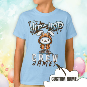 Personalized Name Cool Easter Hip-Hop Crew Bunny  T-Shirt
