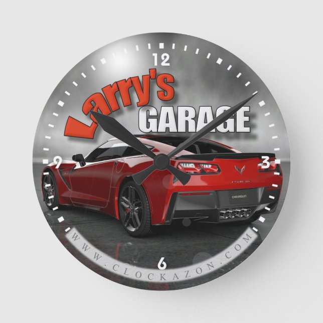 Personalized Name Corvette Garage Clock (Front)