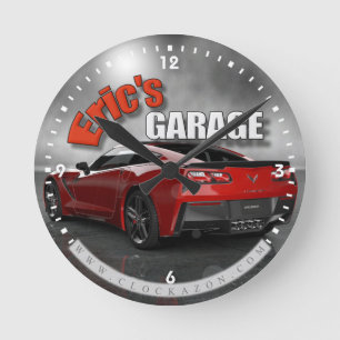 Personalized Name Corvette Garage Clock