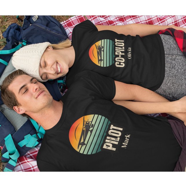 Personalized Name Couple Matching PILOT Sunset T-Shirt (Creator Uploaded)
