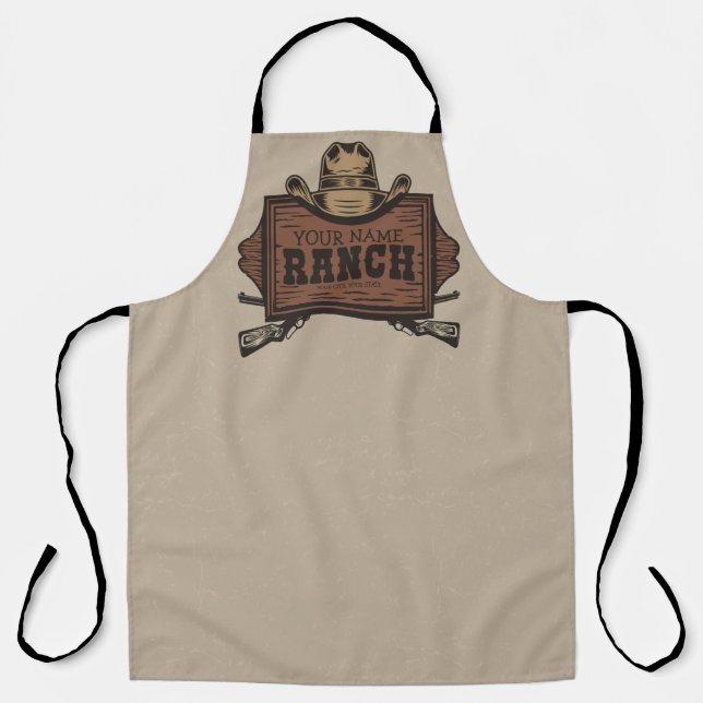 Personalized NAME Cowboy Guns Western Ranch Sign  Apron (Front)