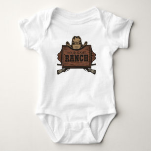 Personalized NAME Cowboy Guns Western Ranch Sign Baby Bodysuit