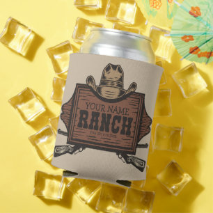 Personalized NAME Cowboy Guns Western Ranch Sign  Can Cooler