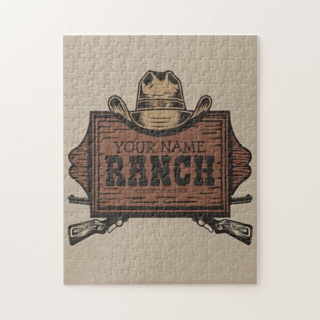 Personalized NAME Cowboy Guns Western Ranch Sign  Jigsaw Puzzle (Vertical)