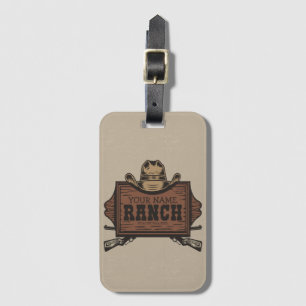 Personalized NAME Cowboy Guns Western Ranch Sign Luggage Tag