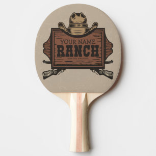 Personalized NAME Cowboy Guns Western Ranch Sign Ping Pong Paddle