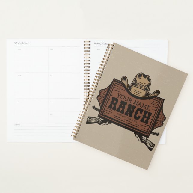 Personalized NAME Cowboy Guns Western Ranch Sign  Planner (Display)