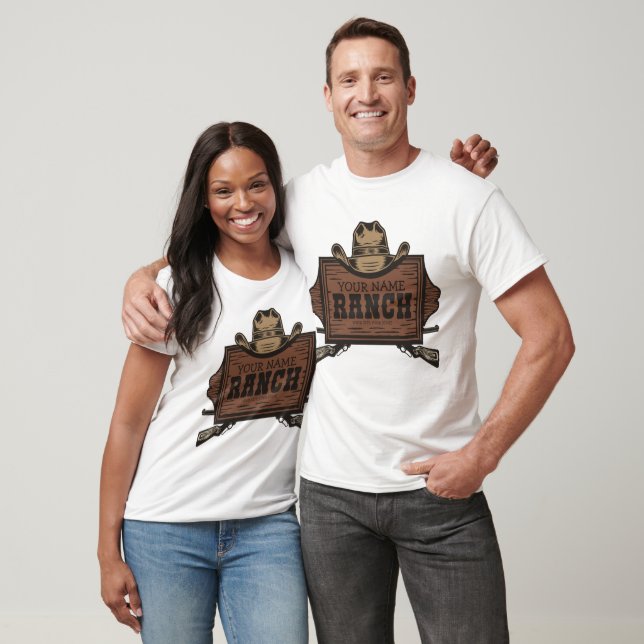 Personalized NAME Cowboy Guns Western Ranch Sign T-Shirt (Unisex)
