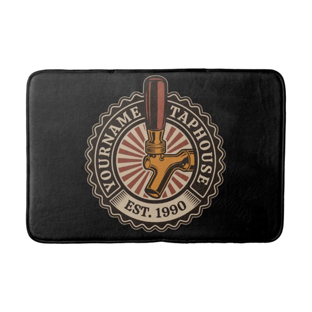 Personalized NAME Craft Beer Taphouse Brewery Bar Bath Mat (Front)