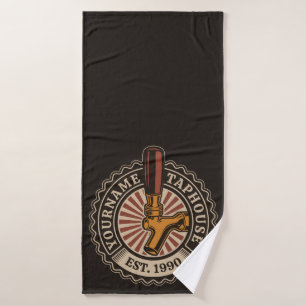 Personalized NAME Craft Beer Taphouse Brewery Bar Bath Towel Set