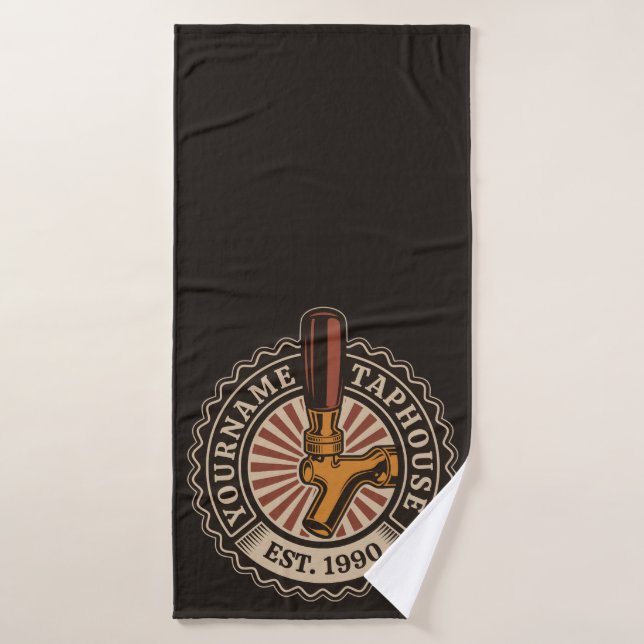 Personalized NAME Craft Beer Taphouse Brewery Bar  Bath Towel Set (Bath Towel)